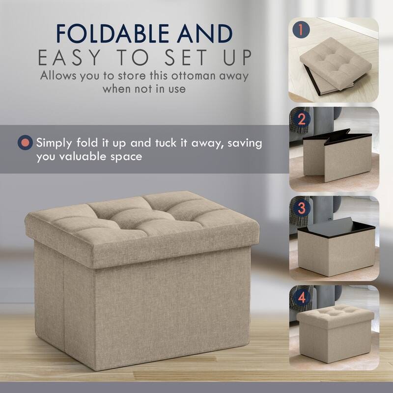 2 Pack Small Rectangle Foldable Storage Ottoman