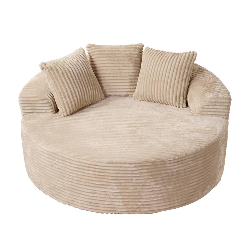 XIZZI Modern Round Plush Lounge Sofa with Cushions
