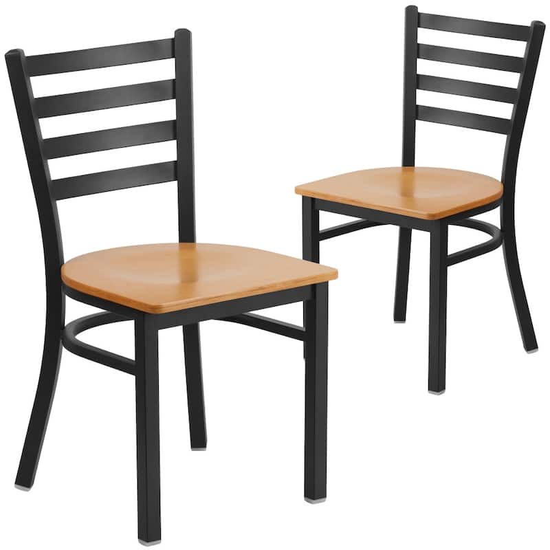 2 Pack Ladder Back Metal Restaurant Chair - 16.5"W x 17"D x 32.25"H - 16.5"W x 17"D x 32.25"H