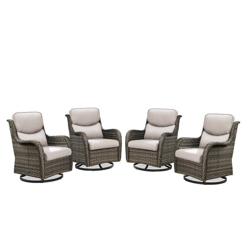 Pocassy 4Pieces Swivel Glider Chairs with 5Inch 6Inch Cushion