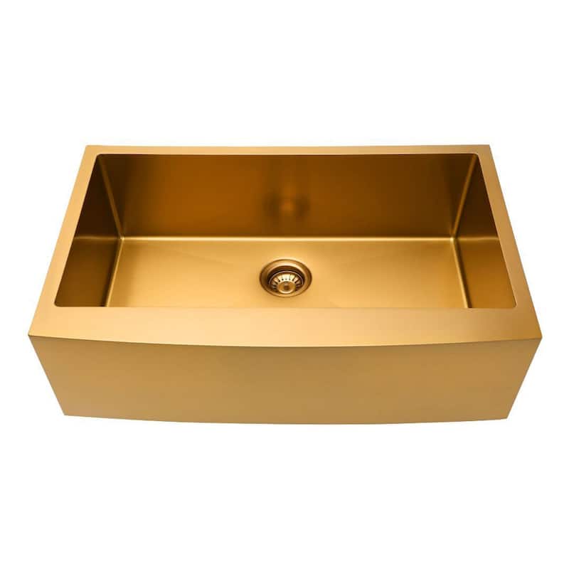 30 in. Gold Farmhouse Apron-Front Stainless Steel Single Bowl Kitchen Sink