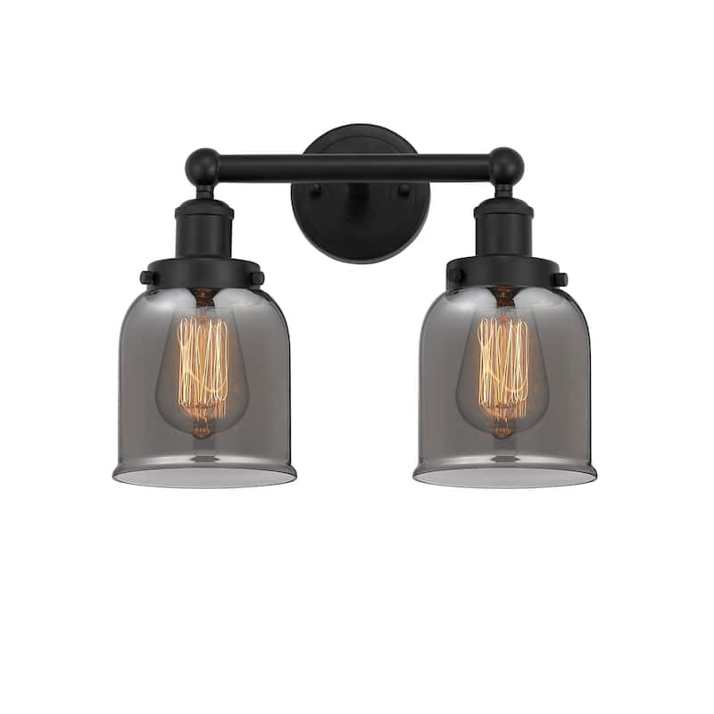 Innovations Lighting 616-2W-10-16 Bell Vanity Bell 2 Light 16" Wide - Matte Black / Plated Smoke