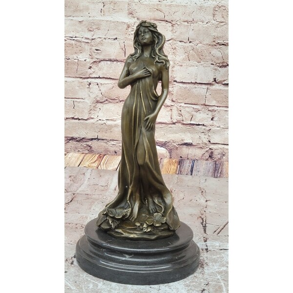 Aldo Vitaleh Bronze Maiden Statue, Lost-wax Casting, Brown Patina