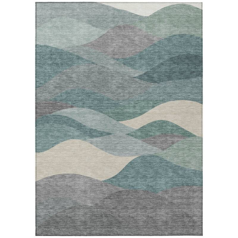 Machine Washable Indoor/ Outdoor Modern Horizon Chantille Rug