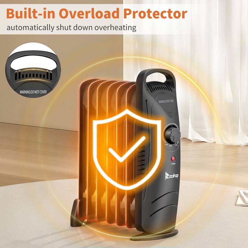 600W Portable Electric Space Heater Oil Filled Radiator Heater