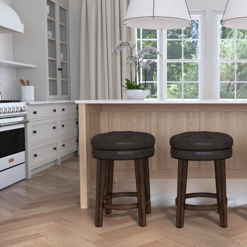 Hillsdale Furniture Krauss Wood Backless Counter Height Swivel Stool, Charcoal Gray