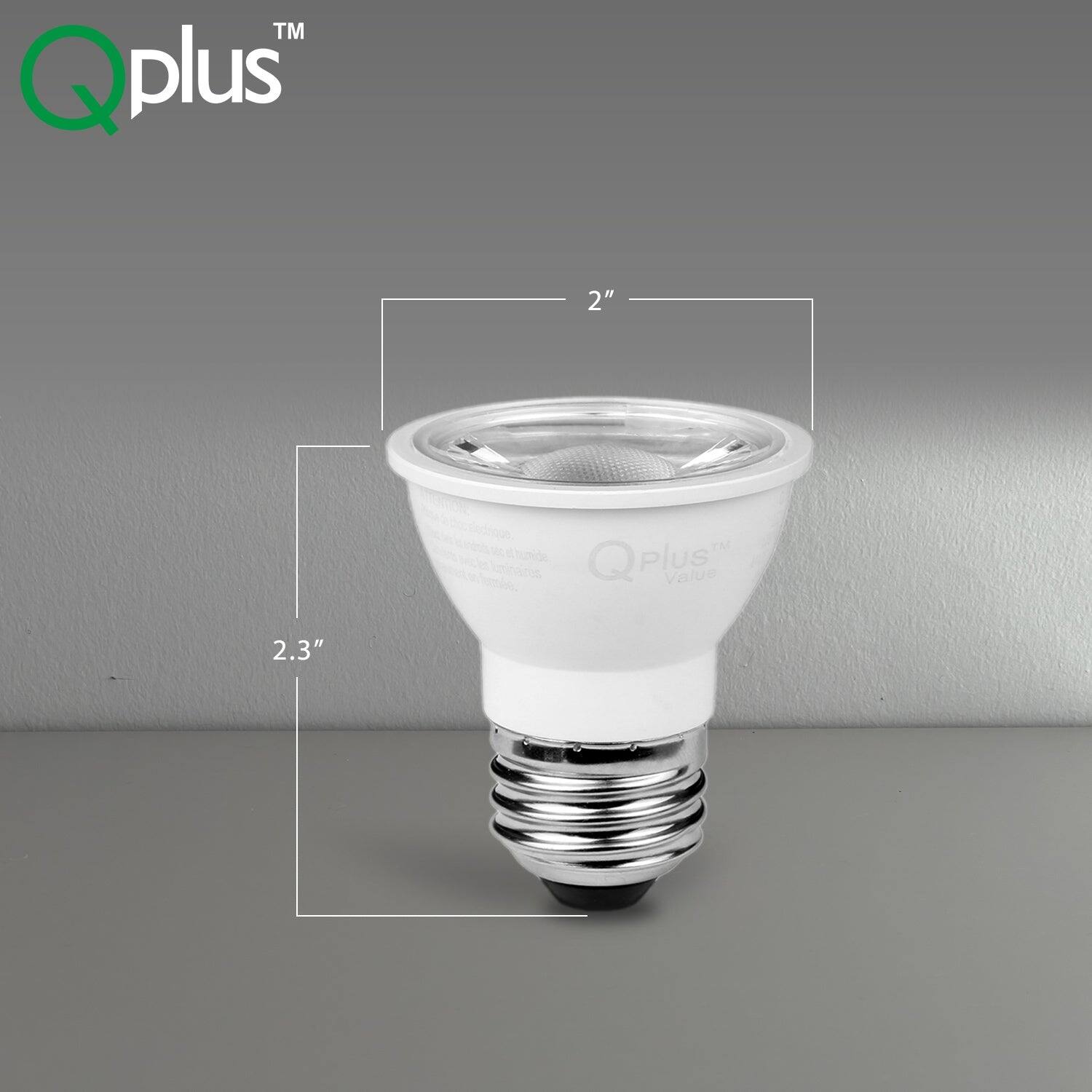 QPLUS PAR16 LED Bulb, 50W Equivalent, 500 Lumens, Dimmable, Enclosed Fixture Rated, ETL, Damp