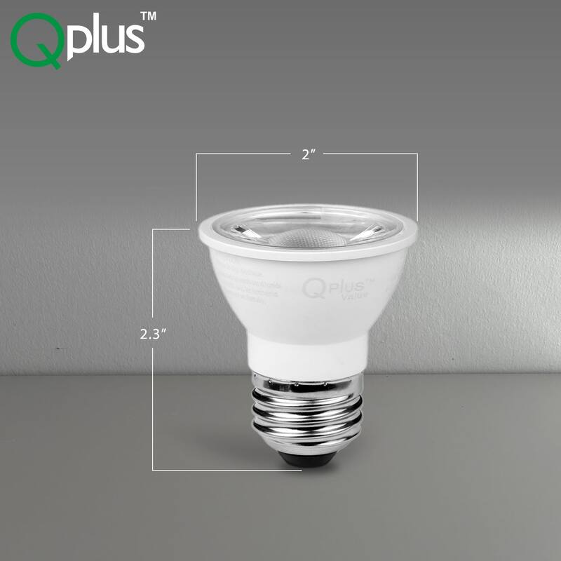 QPLUS PAR16 LED Bulb, 50W Equivalent, 500 Lumens, Dimmable, Enclosed Fixture Rated, ETL, Damp