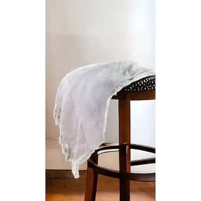 50" X 60" Gray and White Woven Cotton Ombre Throw Blanket with Fringe
