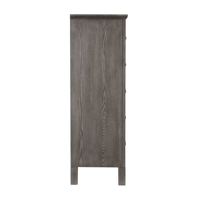 Leslee Tall Dresser Chest with Anti-Tip Kit, 6 Drawers, Gray Wood