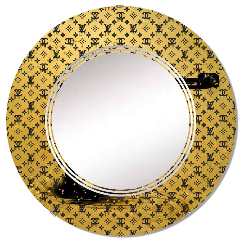 Designart 'Gold Designer Pistol II' Printed Fashion Gun Wall Mirror