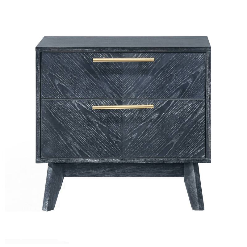 Ash Gray/Gold 2 Drawer 15.16 in. W Nightstand with Sturdy Hardware and Ample Storage