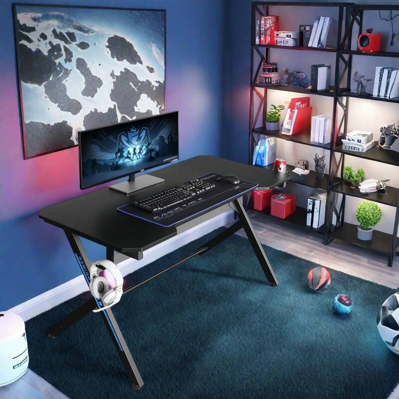 JJS 48" Home Office R-Shaped Gaming Computer Desk with Free Mouse Keyboard Pad