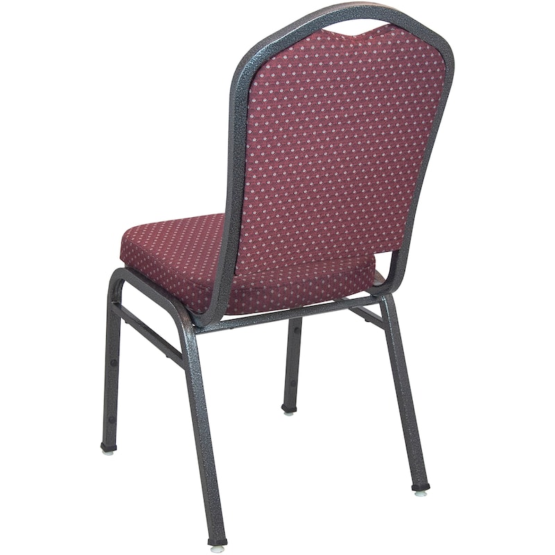 Advantage Premium Crown Back Banquet Chair - Burgundy Patterned Fabric/Silver Vein Frame