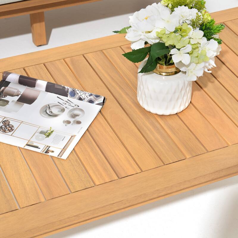 Outdoor 3-Seat Chair Set with Coffee Table in Acacia Wood
