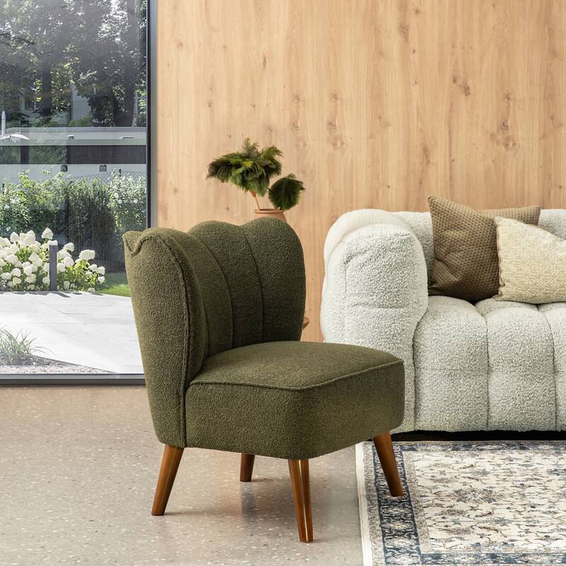 Glitzhome Set of 2 32.75"H Upholstered Tufted Accent Chair with Rubber Wood Legs