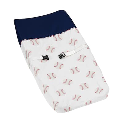 Sweet Jojo Designs Red, White and Blue Baseball Patch Sports Collection Changing Pad Cover