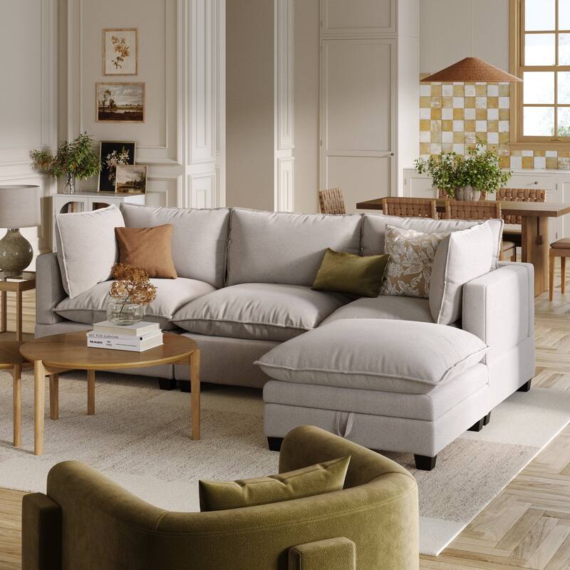 Chelsea Modern Cloud Modular Upholstered Sofa with Deep Seat and Plush Cushions