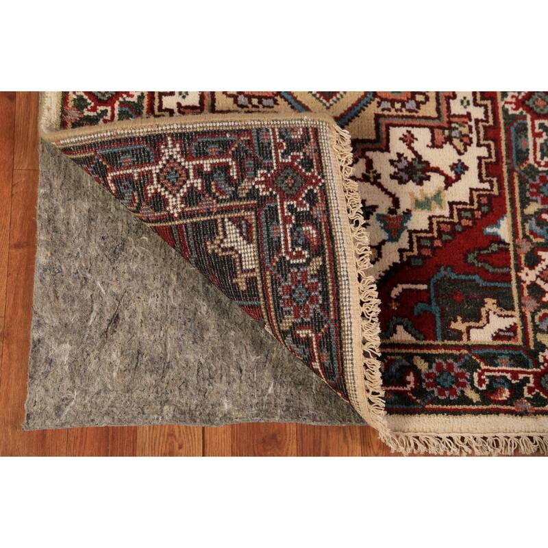 Geometric Heriz Serapi Indian Runner Rug Handmade Wool Carpet - 2'6"x 13'10"