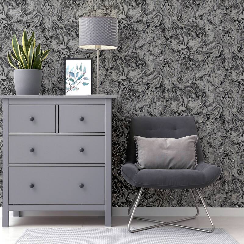 Arthouse Osgood Charcoal Marbled Wallpaper