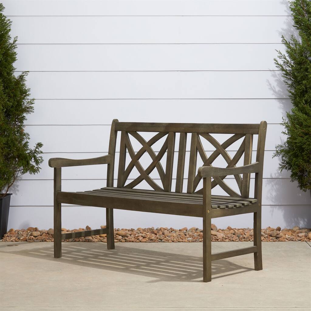 Clihome Outdoor Patio 4-foot Hand-scraped Wood Garden Bench