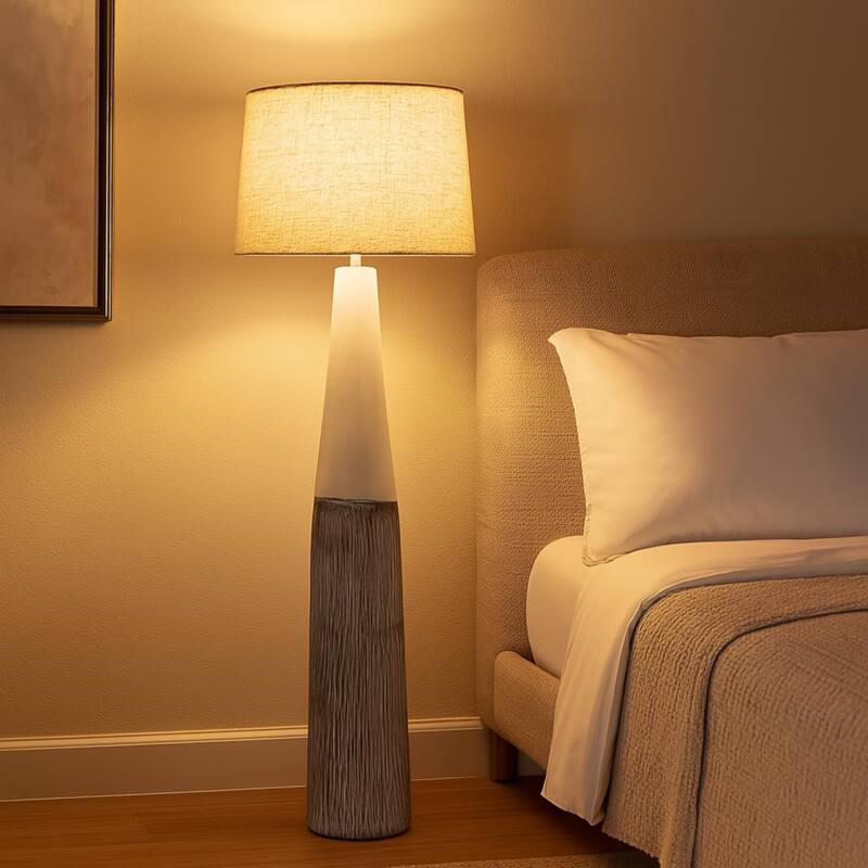 Aria Home Zuri 59" Resin Floor Lamp Linen Shade White Brown