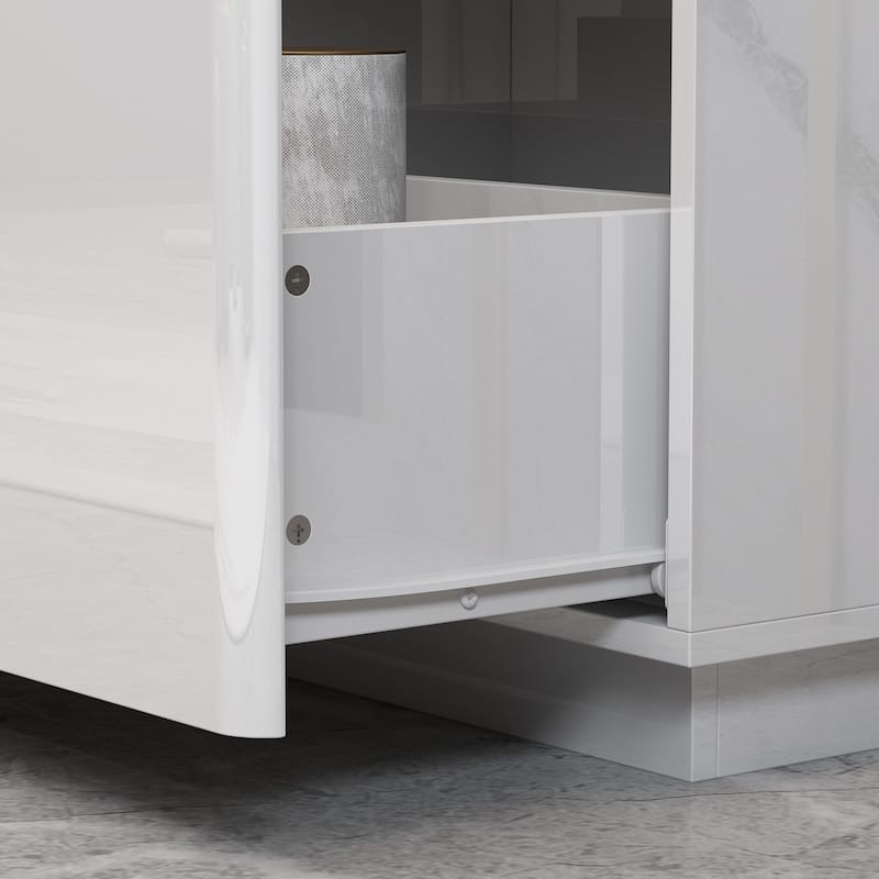 TV Stand LED Light High Gloss White TV Stand LED Entertainment Center