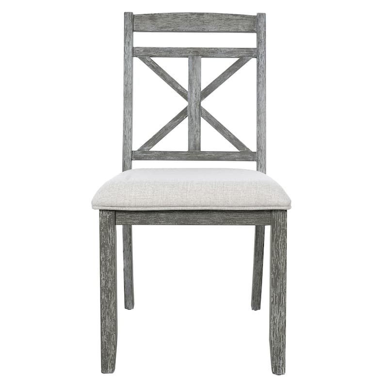 Retro 5-Piece Dining Table Set with Extendable Round Table and Upholstered Chairs for Dining Room