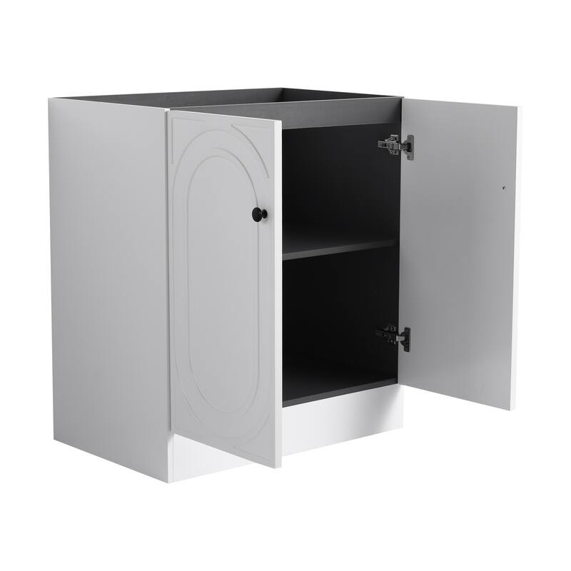 Modern 30 Inch Freestanding Bathroom Vanity Base without Sink, Storage Cabinet with Soft-Close Doors and Adjustable Shelves