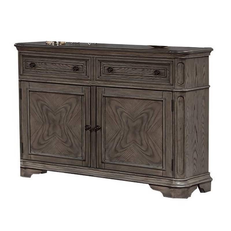 Sideboard Buffet Cabinet, 2 Storage Drawers, 56 Inch Oak Brown Wood