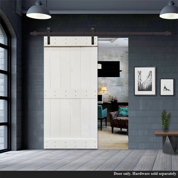 Shop 42 In X 84 In White Stained 2 Panel Solid Knotty Pine Wood Barn Door Overstock 31482402