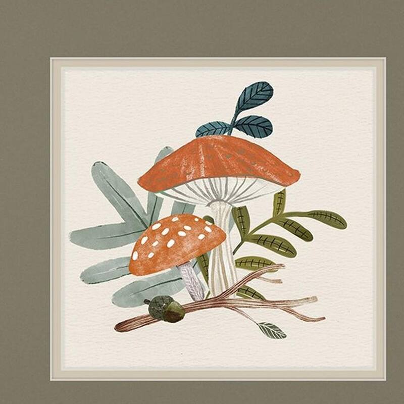 HomeRoots Set Of Two Amanita Mushroom Silver Framed Wall Art