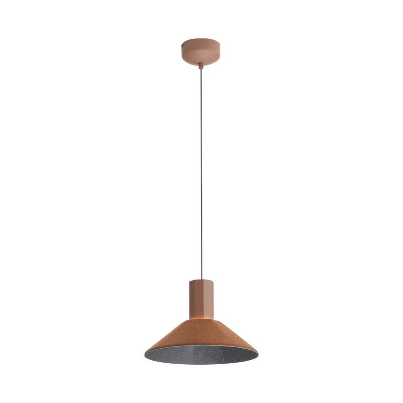 Golden Lighting Faroe 13in Integrated LED Pendant in Coffee/Black Felt - Brown