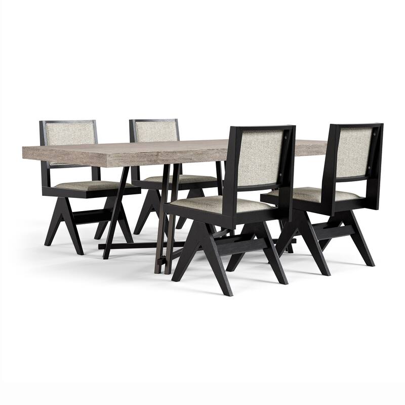 Furniture of America Evrena Modern 5-Piece Black Wood Dining Table Set