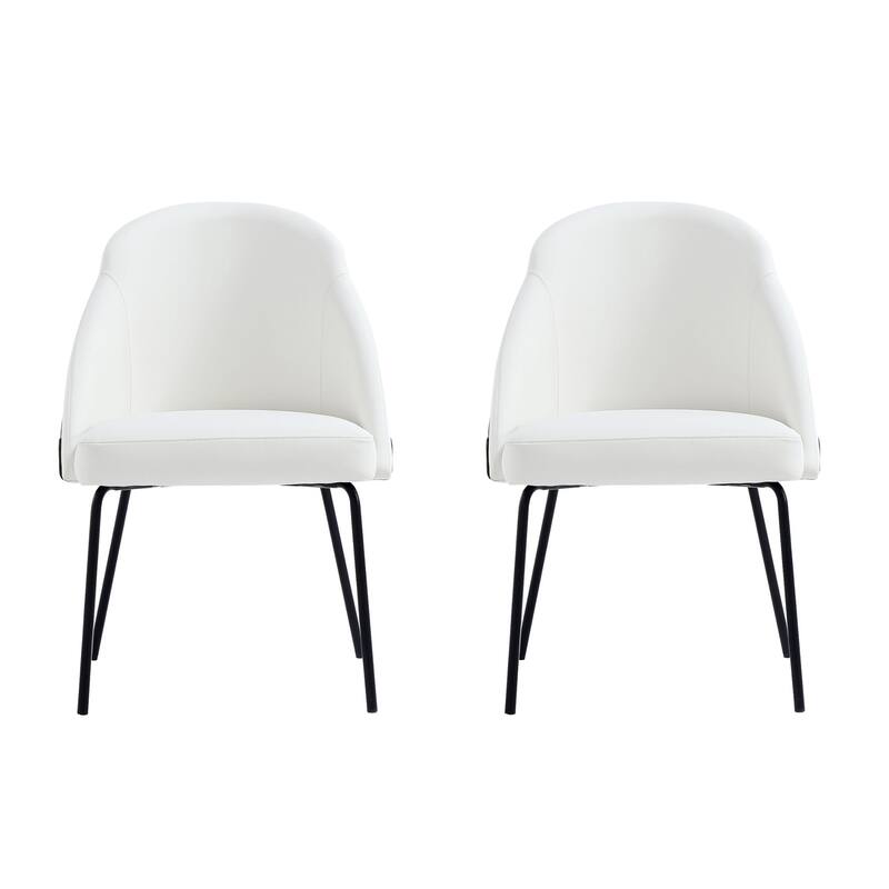 Manhattan Comfort Gracie Leatherette Dining Room Chair - Set of 2 - White and Black