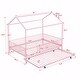 preview thumbnail 9 of 9, Metal House Bed with Fence, With Trundle