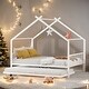 preview thumbnail 1 of 13, Metal Full Size House Bed with Twin Size Trundle White