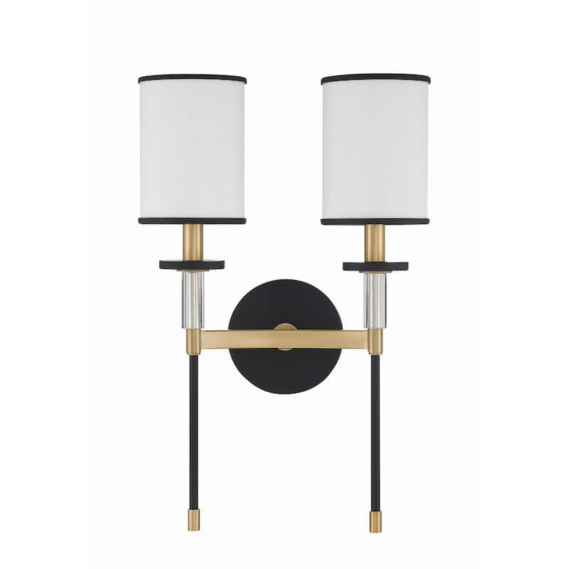 Hatfield 2 Light Black Forged & Vibrant Gold Wall Mount - 12"W x 18.5"H x 6"D