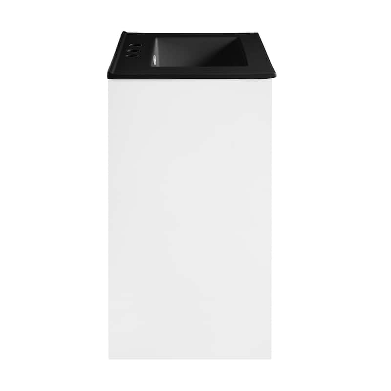 Virage 24 In. White Bathroom Vanity With Black, 3-Hole Ceramic Sink Top