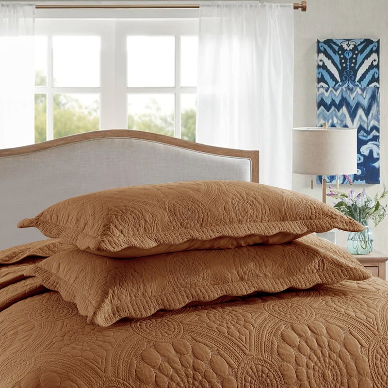 MarCielo 3Pcs 100% Cotton Oversized Quilt Bedspread Coverlet Set TF