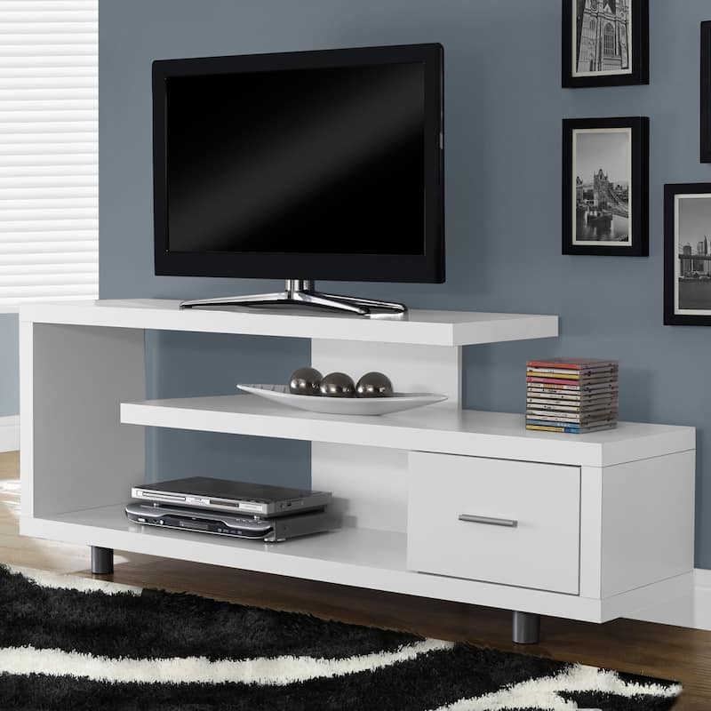 White Modern TV Stand - Fits up to 60-inch Flat Screen TV - 60"W x 16"D x 24"H