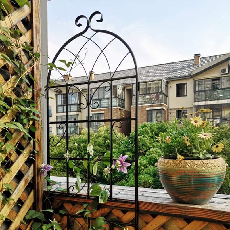 4 Pack Metal Garden Trellis for Climbing Plants Outdoor Rustproof Plant Support Rose Trellis Netting Trellis Black
