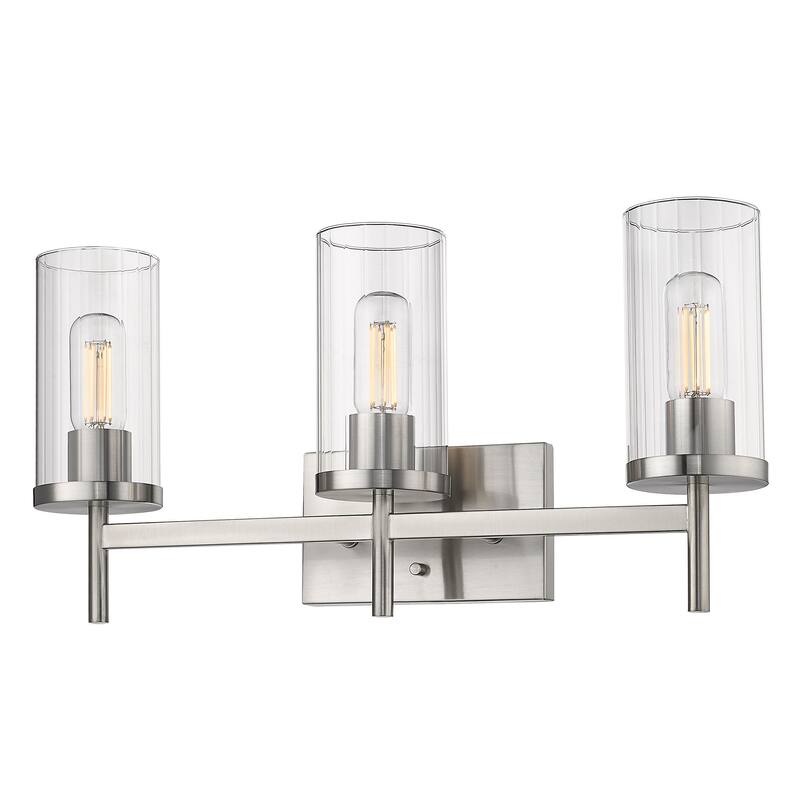 Copper Grove Annaberg 3-light Bath Vanity - Pewter with Ribbed Clear Glass
