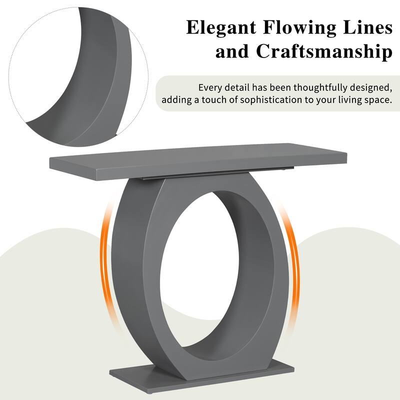 39.4" Modern Rectangle Side Table with Unique Egg-shaped Base for Living Room or Bedroom