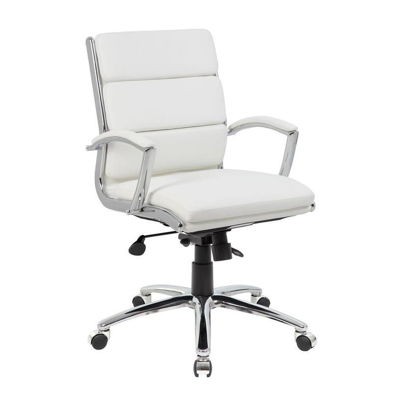 Boss Office Products Executive Mid-back Chair - White