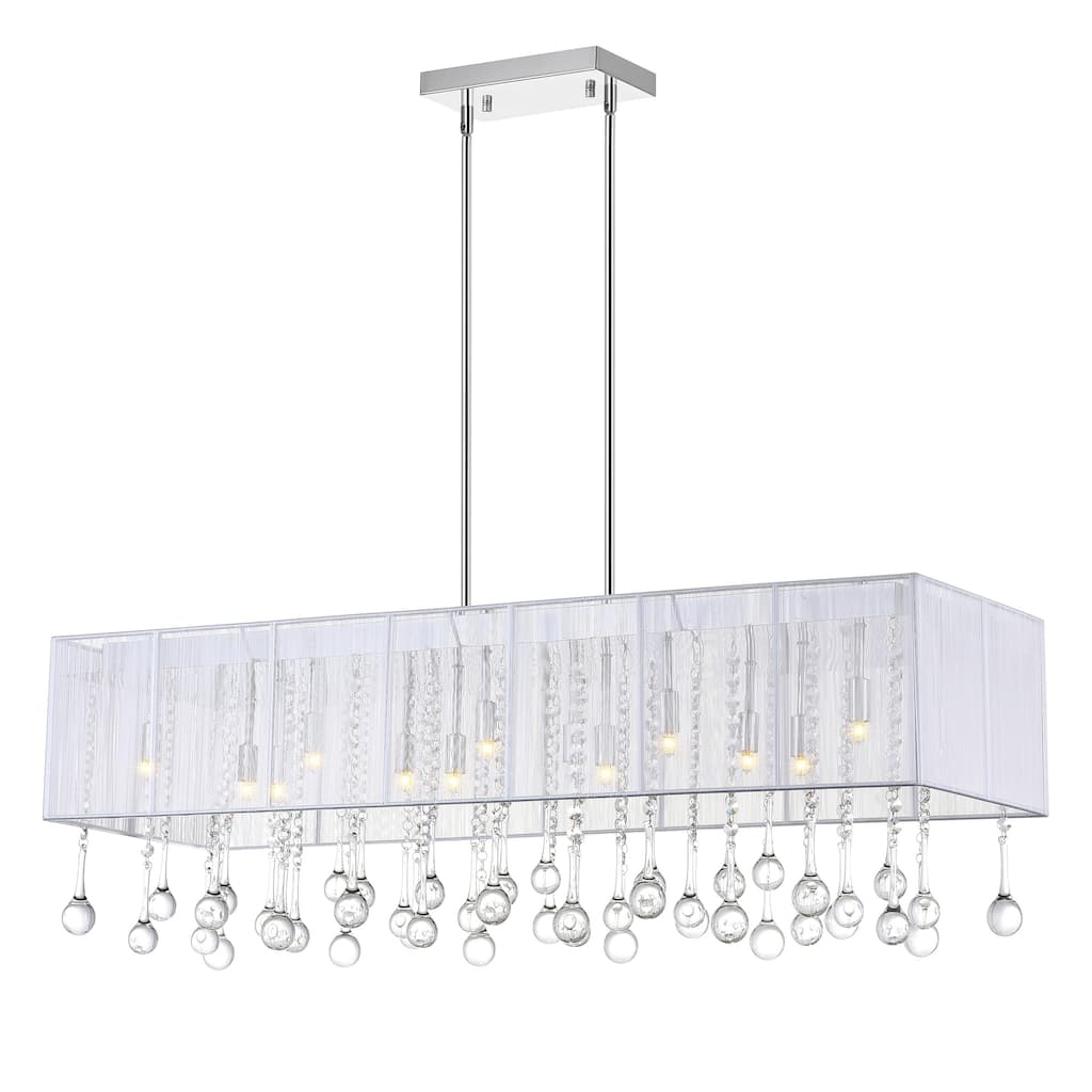 Water Drop 14 Light Drum Shade Chandelier With Chrome Finish
