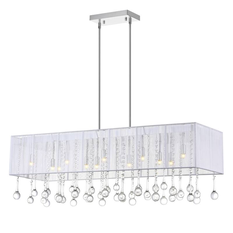Water Drop 14 Light Drum Shade Chandelier With Chrome Finish - Chrome