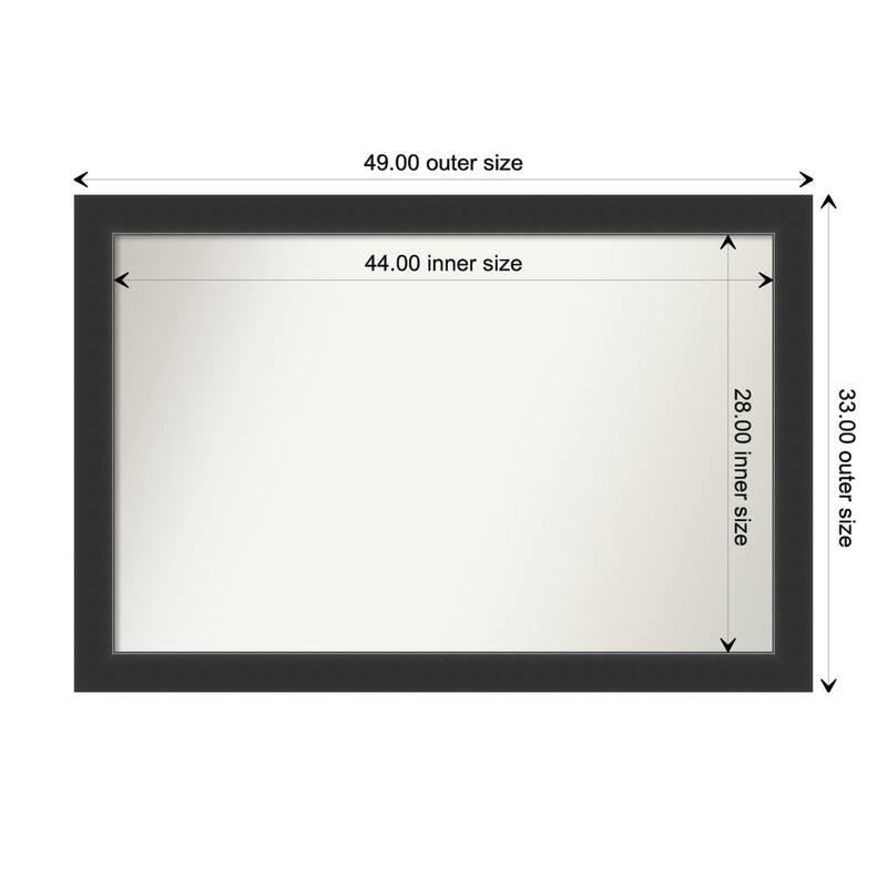 Corvino Black Framed Non-Beveled Custom Wall Mirror, Bathroom Vanity Mirror - Outer Size: 49 x 33