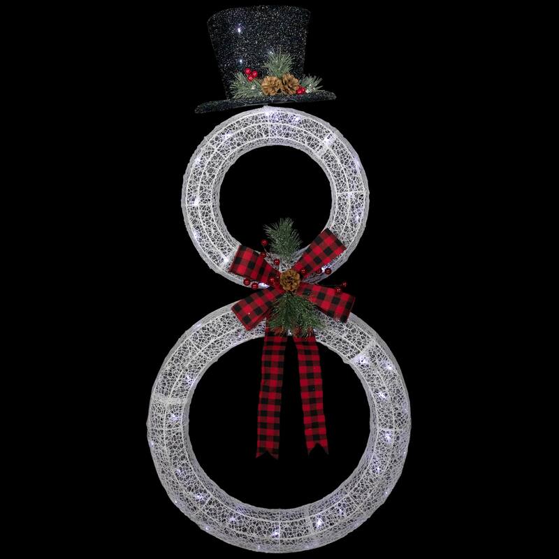 48" LED Lighted Wreath Snowman Outdoor Christmas Decoration - White