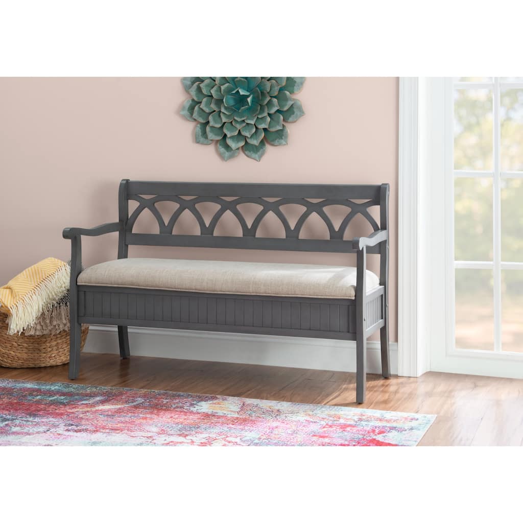 Storage Bench with Upholstered Seat - 48" - Gray